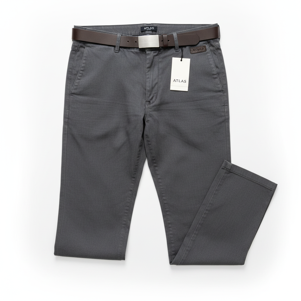 Men's gray pants flat lay