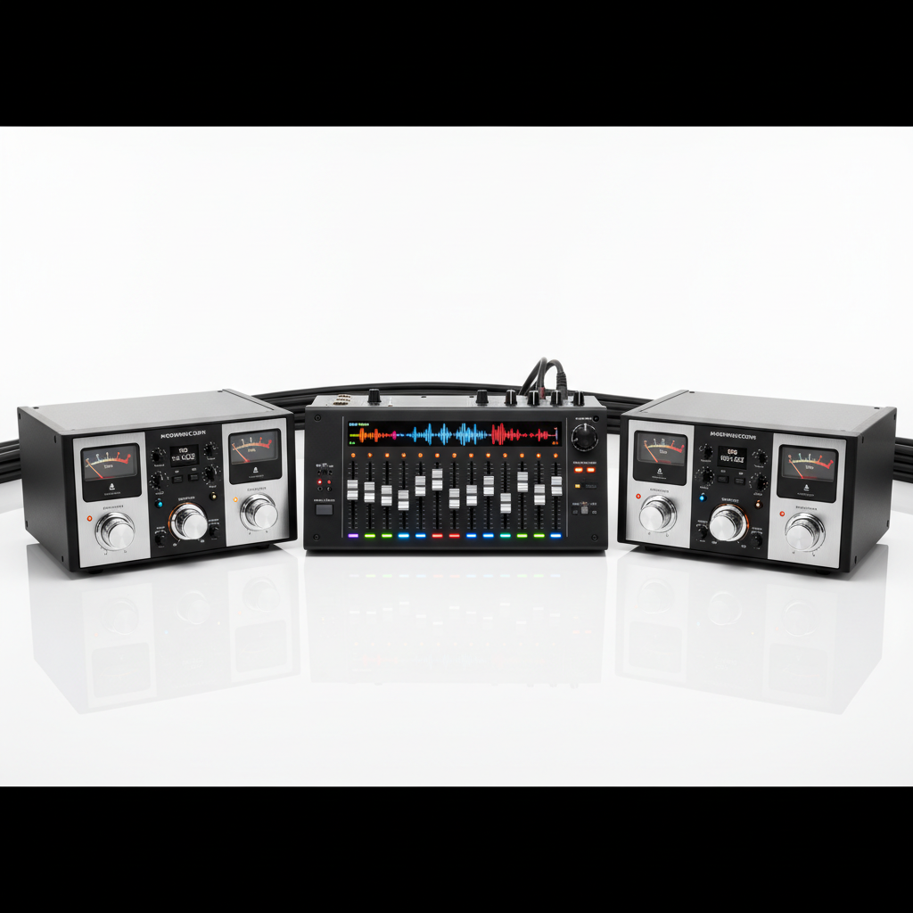 Audio equalizer and mixer channel amplifiers